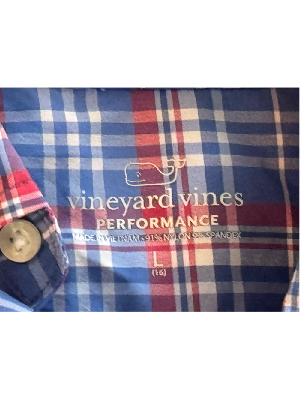 Boys Vineyard Vines Button Down Shirt Size L Blue Red Plaid - NWT - Picture 7 of 8